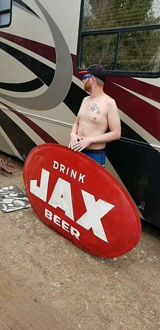 Vintage Jackson Jax Beer Metal Bubble Sign Texas Lone Star Pearl Shiner 68X39 3