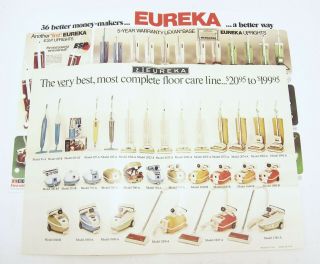 Vintage Eureka Vacuum Cleaners Brochures Spec Sheets Fold Out