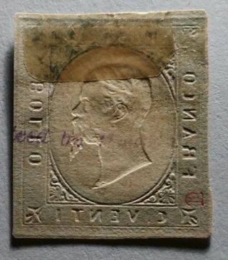 Italian states sardinia sardegna EXT RARE 1854 20c €40000 Signed x2 4