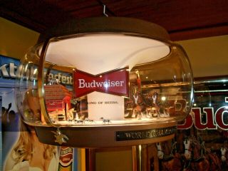 Vintage 1969 Budweiser Clydesdale Parade Carousel Light Motion Beer Sign 7