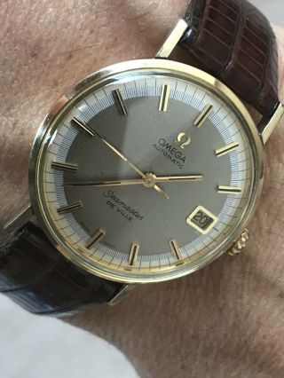 Vintage Omega Seamaster Deville Automatic 14k Bezel Special Rare Dial Wristwatch