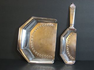 Antique Christofle Gallia Art Deco Ornate Silver Plated Crumb Set,  Marked,  Rare