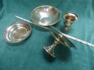 4 Assorted Sterling Silver Serving Bowls & Compote Est 12.  5 Troy Ounces