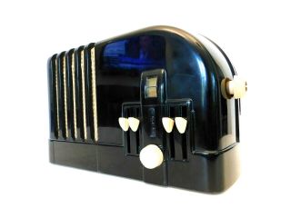 Vintage 1930s Old Airline Gem Art Deco Antique Black Bakelite Radio & Plays