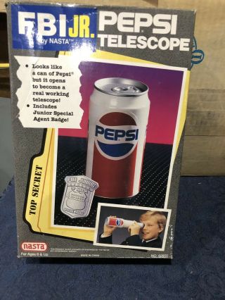 Vintage Nasta Fbi Jr.  Pepsi Can Telescope,  1991,  W/badge