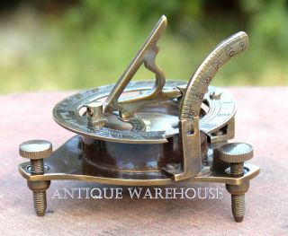 Maritime Antique Brass Sundial Compass Handmade Desktop Sundial Compass Decor
