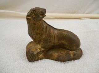 Rare Antique " Sea Lion (seal On Rock) " Cast Iron Still Bank