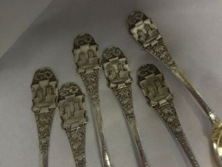 SET 6 STERLING SILVER GRAPEFRUIT SPOONS OLD CITY GATES ST AUGUSTINE FLORIDA 6