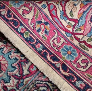 EXTRA LARGE Vintage Handknotted Floral PERSIAN Wool Rug 12x9ft Oriental Keshan 9