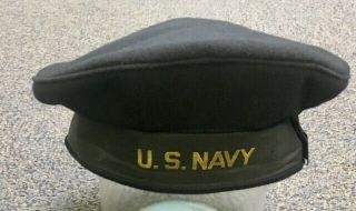 Antique U.  S.  Navy Ww2 Sailor Donald Duck Cap Wool Hat Uniform Military 6 7/8 "