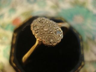 Pretty & Fine Antique Art Deco: 5 Sparkling Diamonds Platinum & 18CT Gold Ring 2