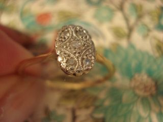 Pretty & Fine Antique Art Deco: 5 Sparkling Diamonds Platinum & 18CT Gold Ring 3