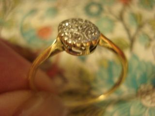 Pretty & Fine Antique Art Deco: 5 Sparkling Diamonds Platinum & 18CT Gold Ring 4