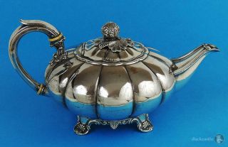 William Iv Old Sheffield Plate Footed Squat Teapot C1835
