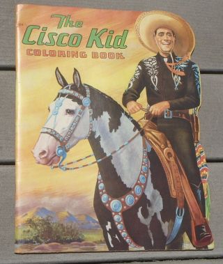 1950s " The Cisco Kid " Large Diecut Coloring Book By Saalfield -
