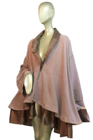 Cynthia Ashby Vintage Rose Rare A - Line Linen Jacket W Silk Trim L Xl 1x 62 " Bust