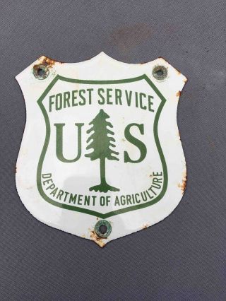 Vintage U.  S.  Forest Service Dept.  Of Agriculture Porcelain Badge Sign