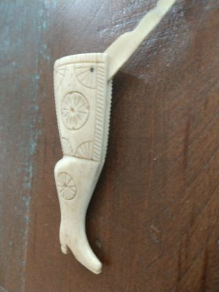 Antique Sailor Maritime Scrimshaw Boot - Needle - - Folk Art 7