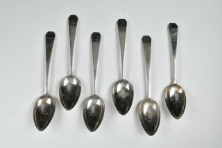 Set Of 6 American Coin Silver Tablespoons By Nicholas Geffroy Of Rhode Island