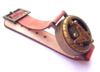 Vintage Style Maritime Nautical Brass Sundial Compass Wrist Watch Navigation