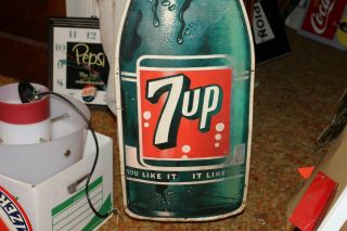 Large Vintage 1963 7Up 7 Up Soda Pop Bottle Gas Station 44 
