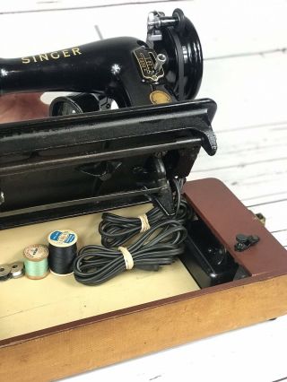 Vintage Singer 99K 1956 Sewing Machine Restored Oiled Ready To Use Case/Foot Ped 8