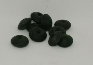 Large Ancient Roman Green Glass Beads Circa 2nd Century Ad - 01