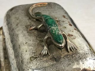 Emilia Castillo Silver Plate Butter Dish with Lizard/ Gecko Covered 6 