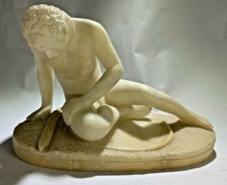 Antique Classical Italian Alabaster Sculpture After " The Dying Gaul ",  Circa 1870