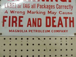 Vintage Porcelain Magnolia Petroleum Company Warning Sign 4