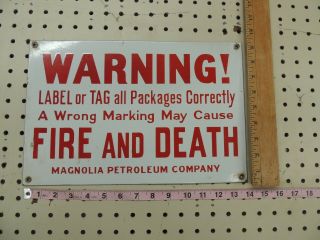 Vintage Porcelain Magnolia Petroleum Company Warning Sign 7