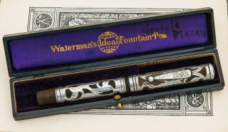 Rare Vintage Waterman 416 Fountain Pen Oversized Sterling Overlay Flex Nib