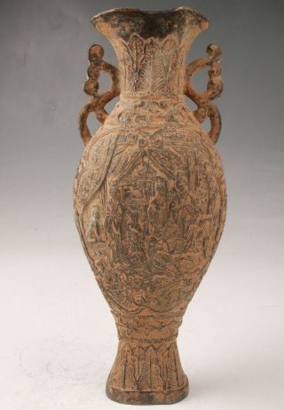 Vintage Chinese Bronze Vase Jars Old Decorative Pattern Home Decora Craft Gift