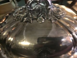 Antique English Silver Plate Meat Cover Engraved Crest Coat of Arms 4