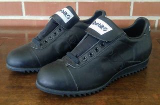 Spot Bilt Mens 8.  5 Black Coach Ripple Sole Leather Athletic Shoes Vintage 80s