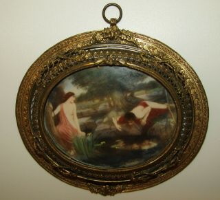 , Antique Georgian Continental Miniature Oil Painting Of Narcissus