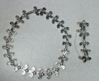 Vtg Melesio Rodriguez Mexico Sterling Silver Taxco Necklace & Bracelet Set