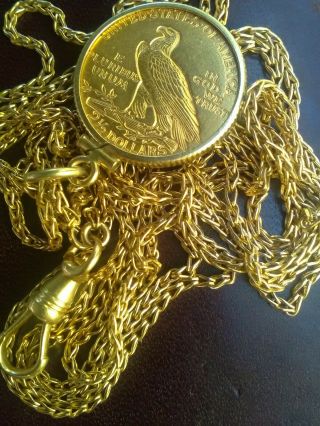 Vintage 18k Gold Chain Gold Indian Head 2 1/2 Dollar Gold Coin 1910