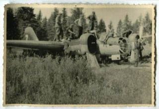 Ww2 Archived Photo Luft Soldiers With Fallen Down Russian Tupolev Sb 2 Aircraft
