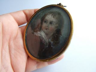 Antique Georgian Oil Painting Miniature Pendants C1820