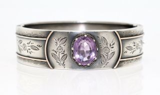 A Stunning Antique Victorian C1885 Sterling Silver 925 Amethyst Bangle 12875