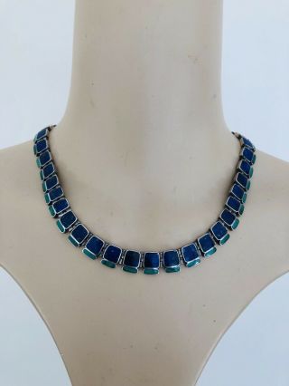 Silver Heavy Lapis Lazuli Collar,  Sterling,  925,  Malachite