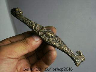 12.  5cm Collect Antique Old Chinese Bronze Dynasty Fish Dragon Hook Pendant