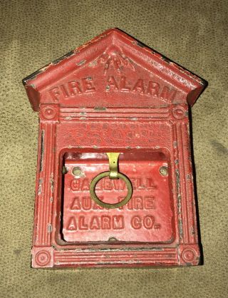 Rare Antique Early Gamewell Cast Iron Auxillary Fire Alarm Box Complete