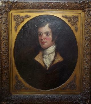Antique Scottish School Oil Painting Portrait Of Rabbie Burns After Nasmyth