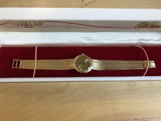 Vintage Solid 14k Gold Aureole Incabloc Winding Watch 40.  4g W/ Box Running