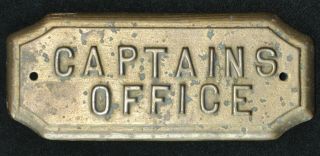 Vintage Nautical Captains Office Brass Metal Door Plaque Sign Boat Ship Maritime