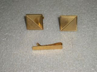 Retro Vintage 14k Gold Tie Bar & Cufflinks 11.  3 Grams Not Scrap