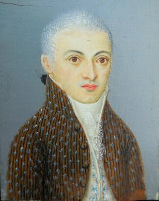 An Exquisite Antique Georgian Miniature Portrait Painting Of A Gentleman C1760