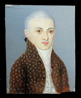 An EXQUISITE Antique Georgian MINIATURE PORTRAIT Painting of a Gentleman c1760 2